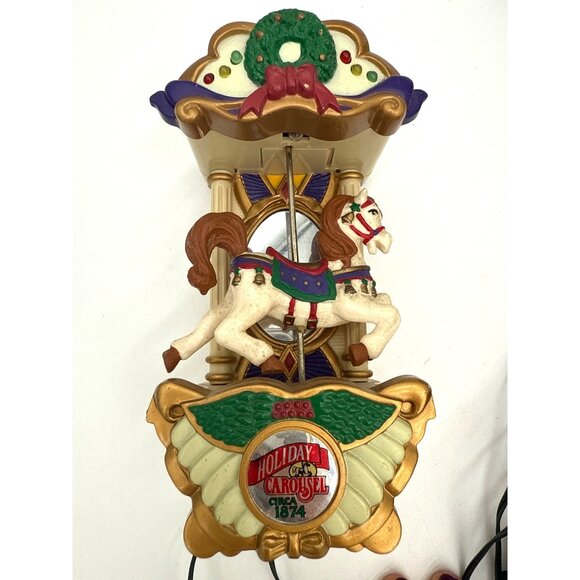 1992 Mr. Christmas Holiday Carousel Music Lights 6 Horses Animated Tested/Works - Picture 3 of 16